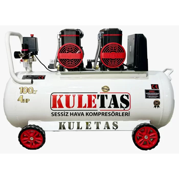 Kuletaş 100 Litre 4 HP Sessiz Premium Kafa Hava Kompresörü 2800 rpm 8 Bar