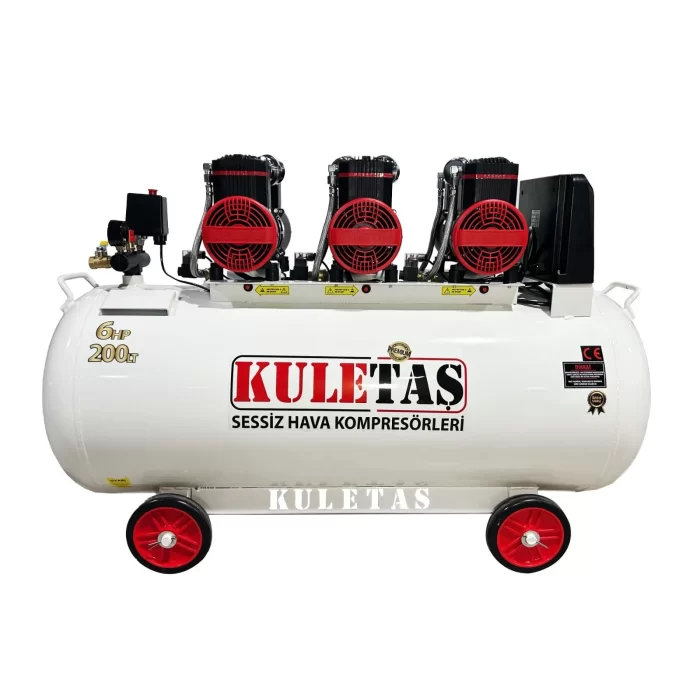 Kuletaş 200 Litre 6 HP Sessiz & Yağsız Premium Kafa Hava Kompresörü