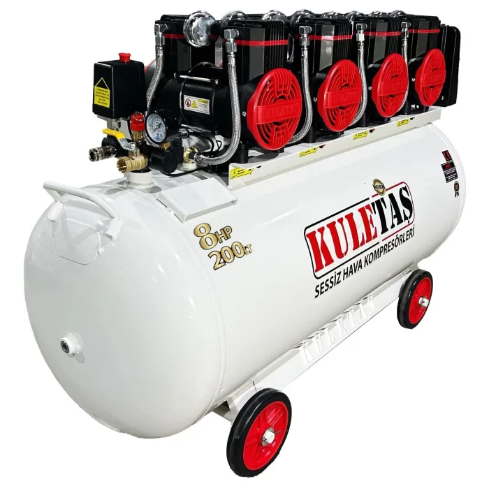 Kuletaş 200 Litre 8 HP Sessiz & Yağsız Premium Kafa Hava Kompresörü