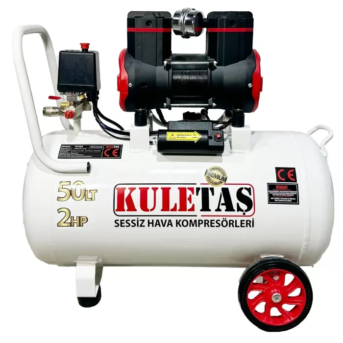Kuletaş 50 Litre 2 HP Sessiz Premium Kafa Hava Kompresörü 2800 rpm 8 Bar