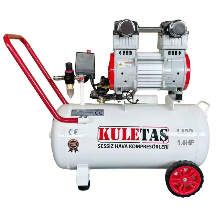 Kuletaş 50 Litre Süper Sessiz Yağsız Hava Kompresörü 8 Bar