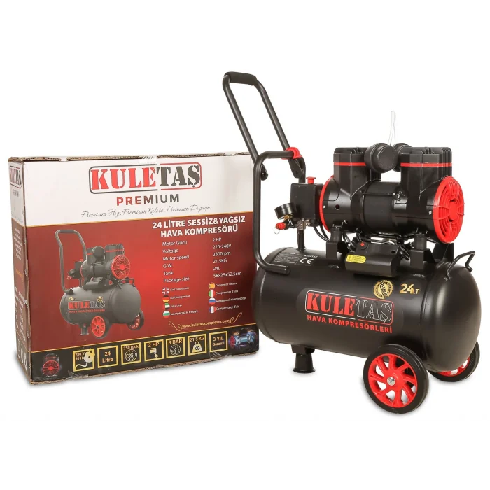 Kuletaş Premium 24 Litre Sessiz Yağsız Hava Kompresörü 2 Hp 8 bar