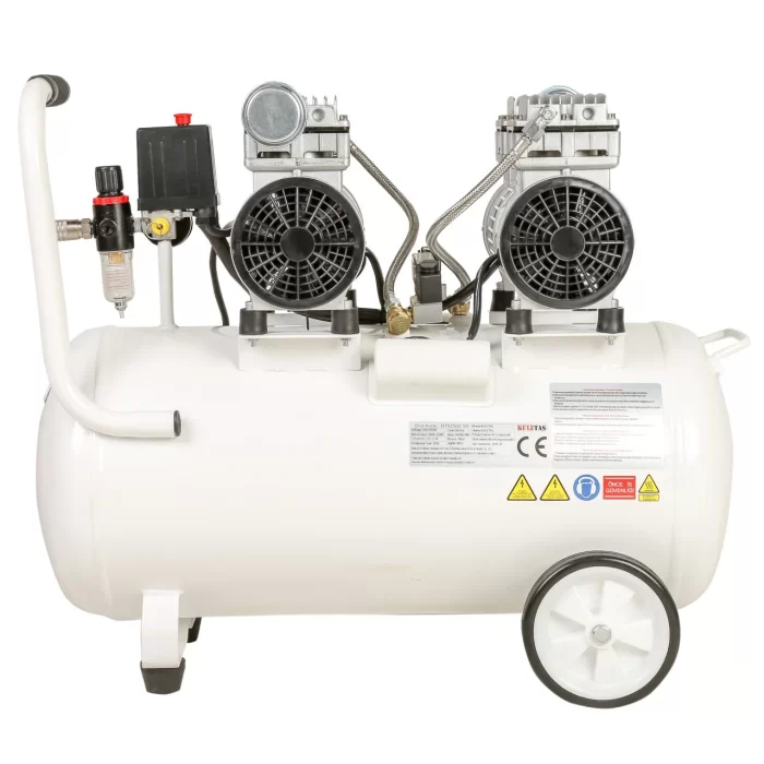 Kuletaş Süper Sessiz Yağsız Kompresör 60 Litre Çift Motor 2 Hp 8 Bar