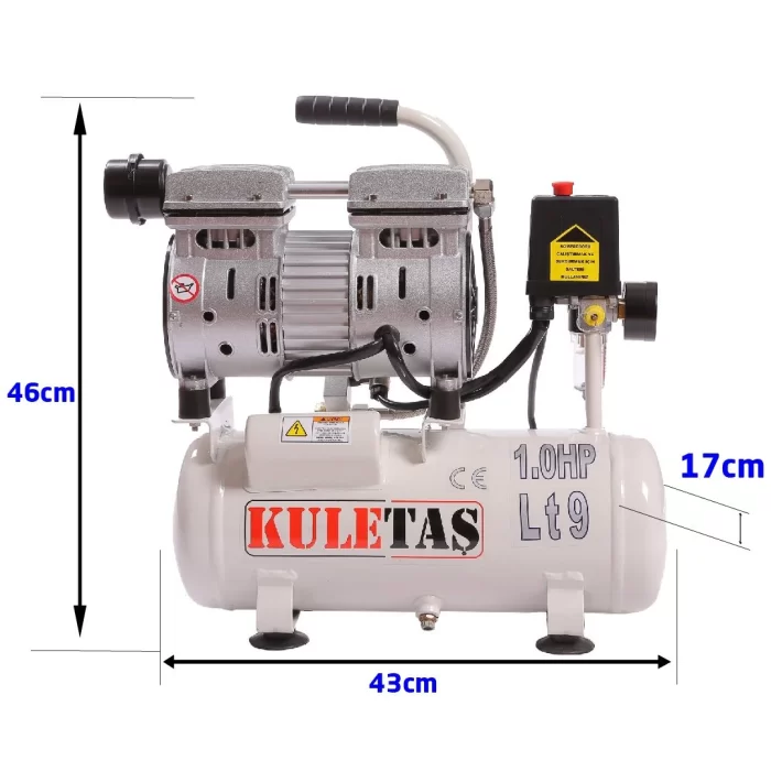 Kuletaş 9 Litre Süper Sessiz Yağsız Kompresör 8 bar