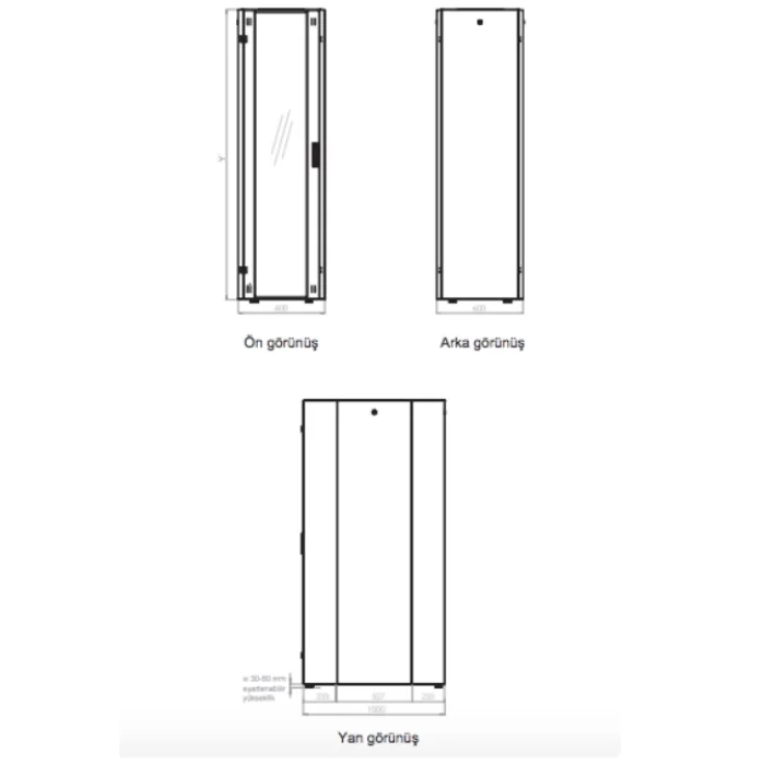 Lande Proline 400 Serisi LN-HL22U6010-BL-B 22U 600x1000 Dikili Tip Kabinet