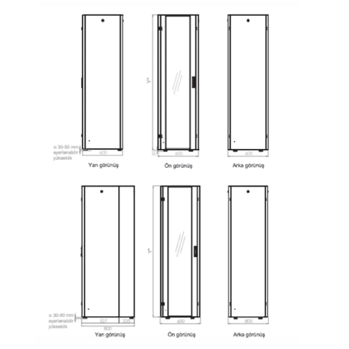 Lande Proline 400 Serisi LN-HL26U6080-BL-B 26U 600x800 Dikili Tip Kabinet