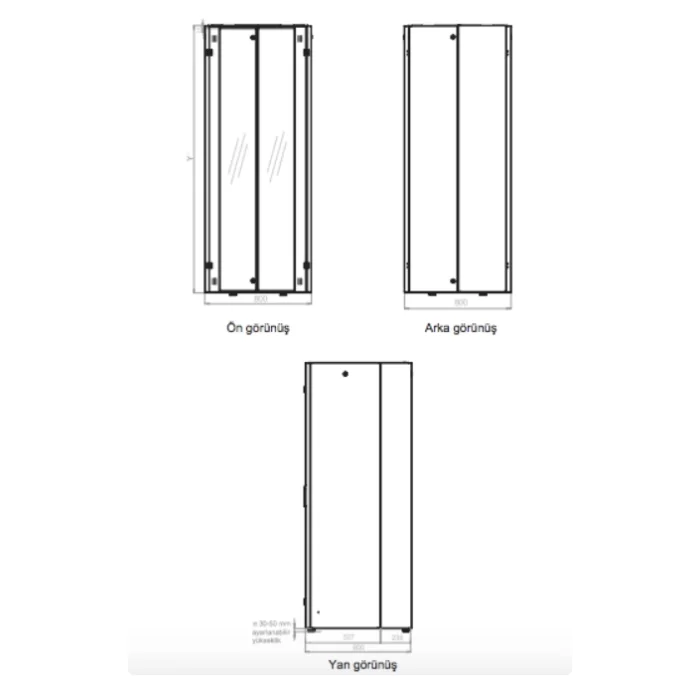 Lande Proline 400 Serisi LN-HL26U8080-BL-B 26U 800x800 Dikili Tip Kabinet