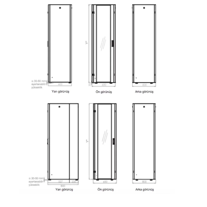 Lande Proline 400 Serisi LN-HL32U6080-BL-B 32U 600x800 Dikili Tip Kabinet