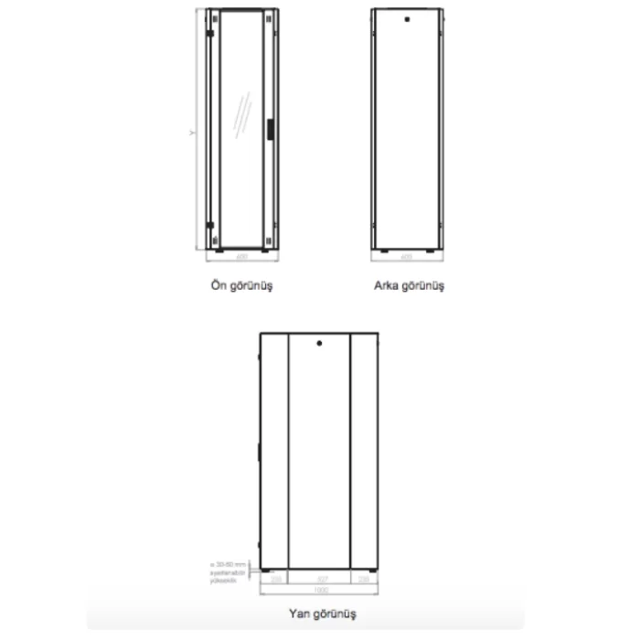 Lande Proline 400 Serisi LN-HL36U6010-BL-B 36U 600x1000 Dikili Tip Kabinet