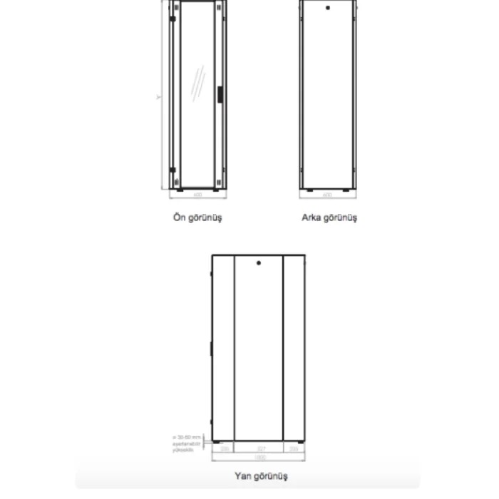 Lande Proline 400 Serisi LN-HL42U6010-BL-B 42U 600x1000 Dikili Tip Kabinet