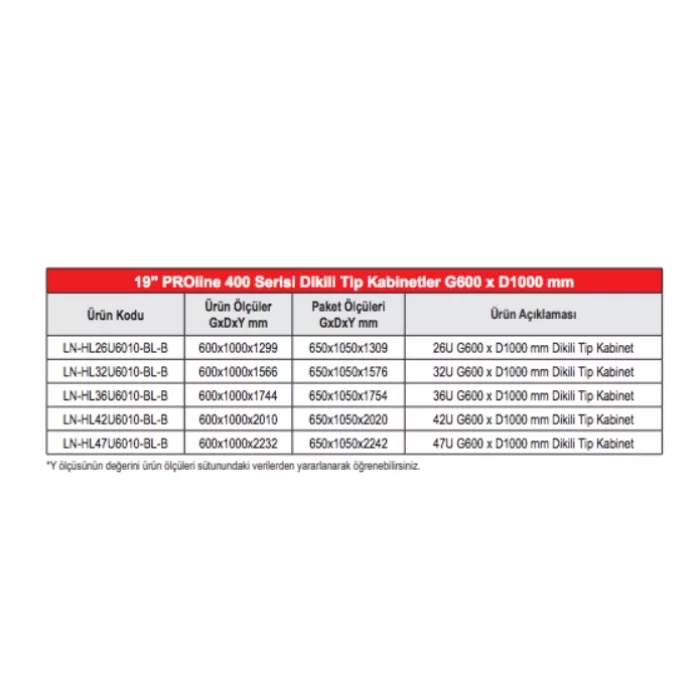 Lande Proline 400 Serisi LN-HL42U6010-BL-B 42U 600x1000 Dikili Tip Kabinet