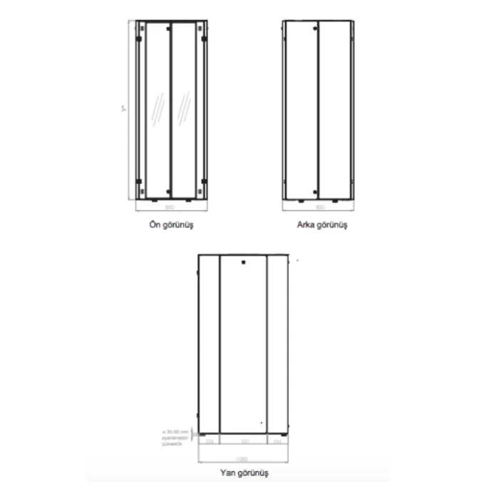 Lande Proline 400 Serisi LN-HL42U8010-BL-B 42U 800x1000 Dikili Tip Kabinet