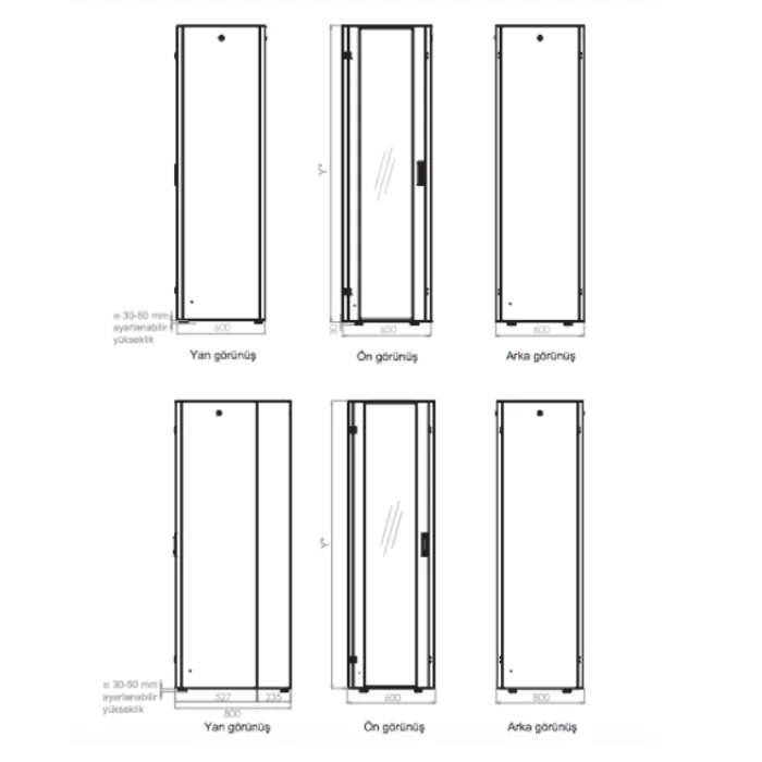 Lande Proline 400 Serisi LN-HL47U6060-BL-B 47U 600x600 Dikili Tip Kabinet