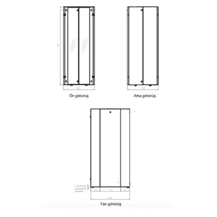 Lande Proline 400P LN-HL42U8010-BL-C 42U 800x1000 Perfore Kapaklı Server Kabinet