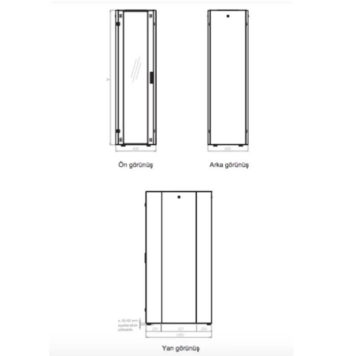 Lande Proline 400P LN-HL47U6010-BL-C 47U 600x1000 Perfore Kapaklı Server Kabinet