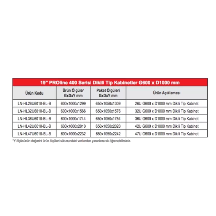 Lande Proline 400P LN-HL47U6010-BL-C 47U 600x1000 Perfore Kapaklı Server Kabinet