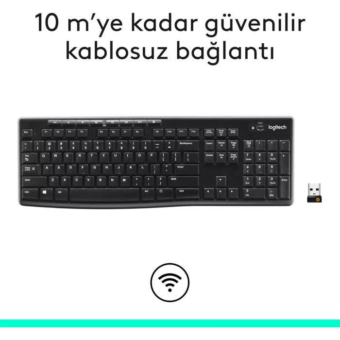 Logitech K270 Kablosuz Klavye Tr Q Siyah 920-003761