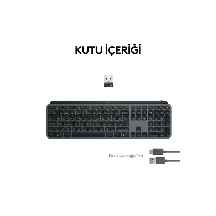 Logitech MX Keys S Kablosuz Sessiz Türkçe Q Klavye Siyah 920-011594