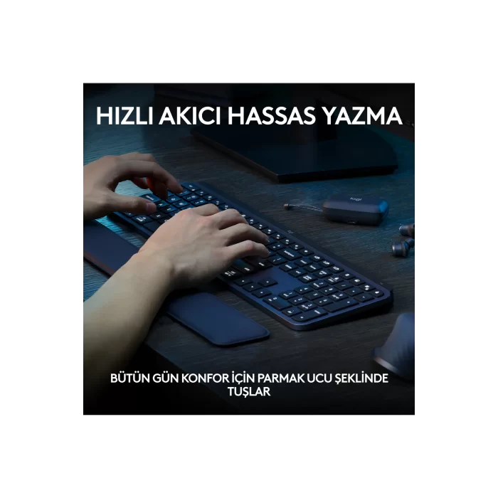 Logitech MX Keys S Kablosuz Sessiz Türkçe Q Klavye Siyah 920-011594