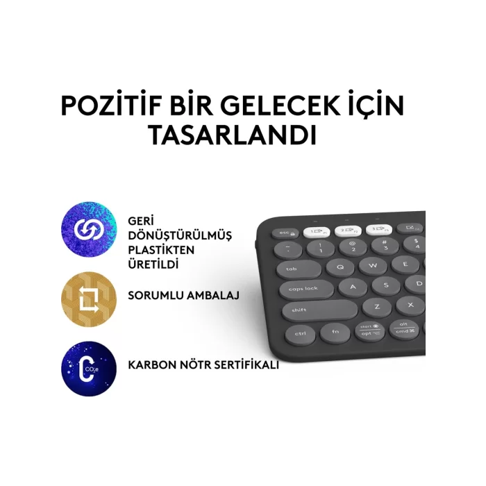 Logitech Pebble Keys 2 K380S Siyah Q Kablosuz Klavye 920-011859