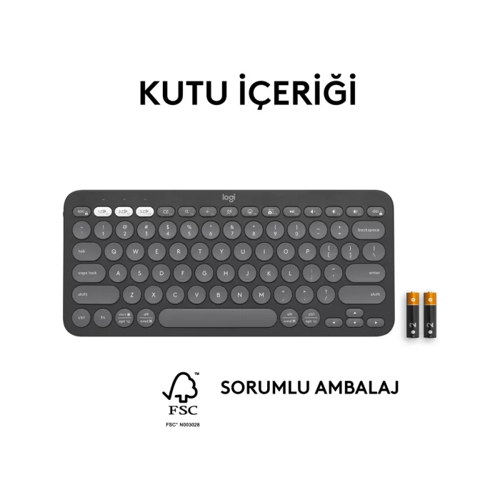 Logitech Pebble Keys 2 K380S Siyah Q Kablosuz Klavye 920-011859
