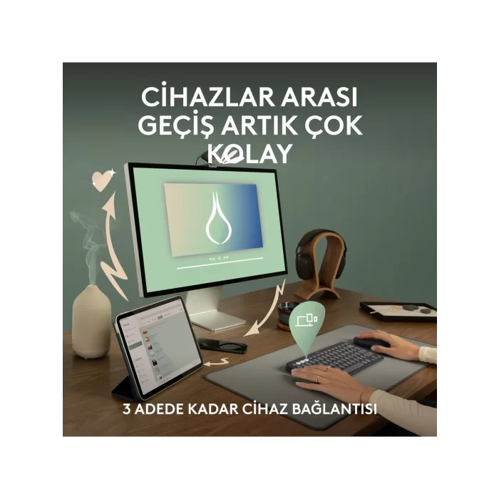Logitech Pebble Keys 2 K380S Siyah Q Kablosuz Klavye 920-011859