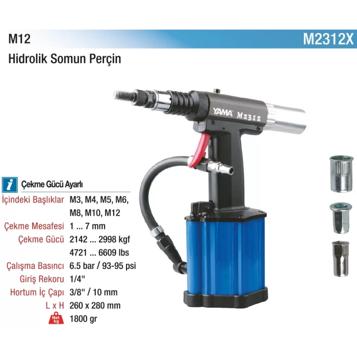 M3-M12 HidrolikSomun Perçin Pensi