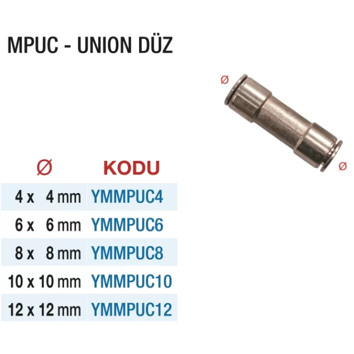 MPUC UNİON DÜZ BAĞLANTI - METAL MİNİ KONNEKTÖRLER (5 Adet)