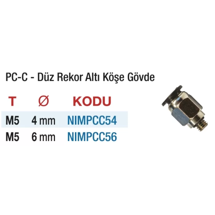 PC-C Düz Rekor Altıköşe Gövde Fittings - 10 Adet