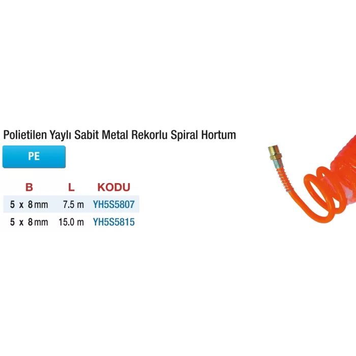 Polietilen Yaylı Sabit Metal Rekorlu Spiral Hortum