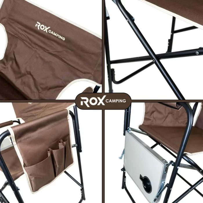ROX CAMPING FONKSİYONEL SEHPALI KAMP SANDALYESİ - KAHVERENGİ