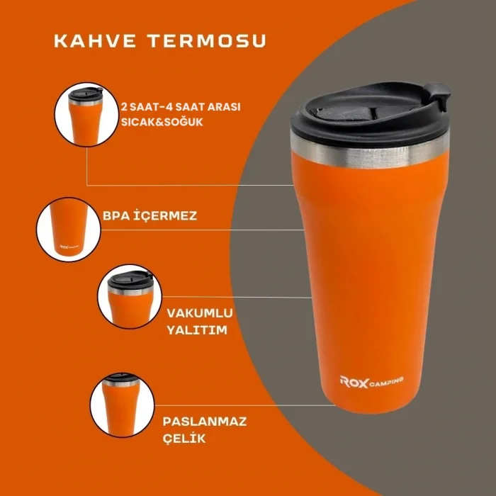 ROX CAMPING KAHVE TERMOSU 0.45 LT - TURUNCU