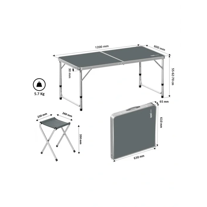 ROX CAMPING KATLANIR MASA TABURE SETİ