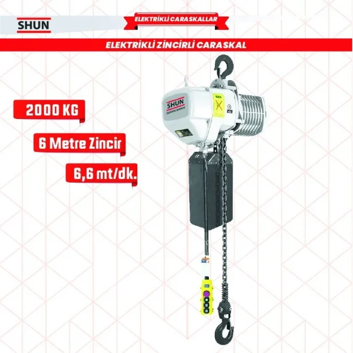 Shun 2 ton 2 Hareketli 3000 W Elektrikli Zincirli Vinç Caraskal 380 V AC