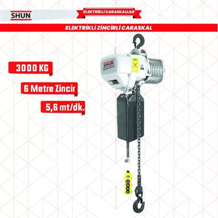 Shun 3 ton 2 Hareketli 3000 W Elektrikli Zincirli Vinç Caraskal 380 V AC