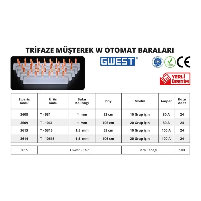 Trifaze Müşterek W Otomat Baraları