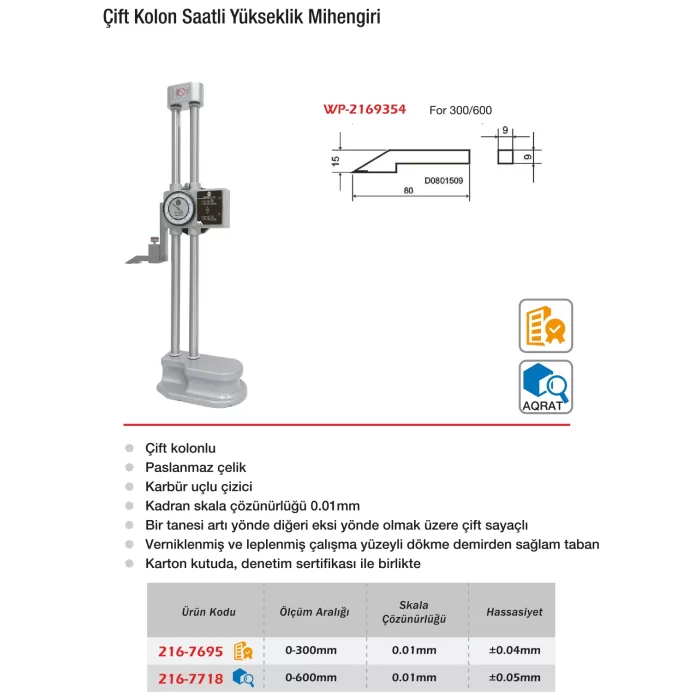 Werka Çift Kolon Saatli Yükseklik Mihengiri