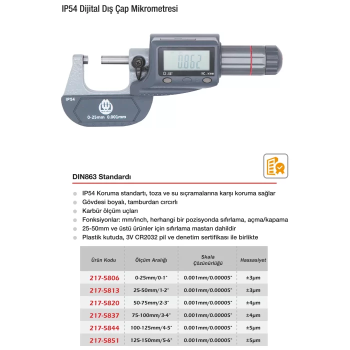Werka Dijital Dış Çap Mikrometresi