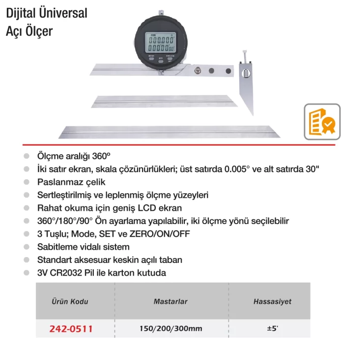 Werka Dijital Üniversal Açı Ölçer 360°X0.008°(30)