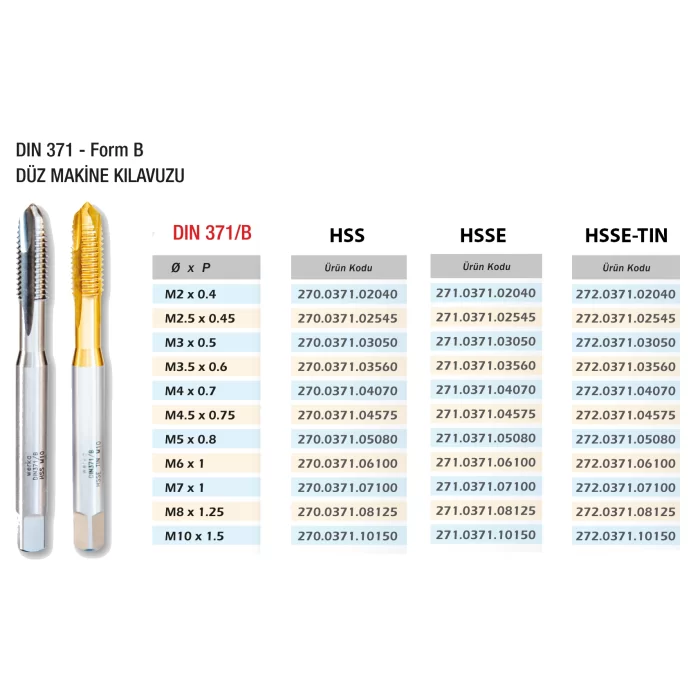 Werka DIN371/B HSS Düz Makine Kılavuzu