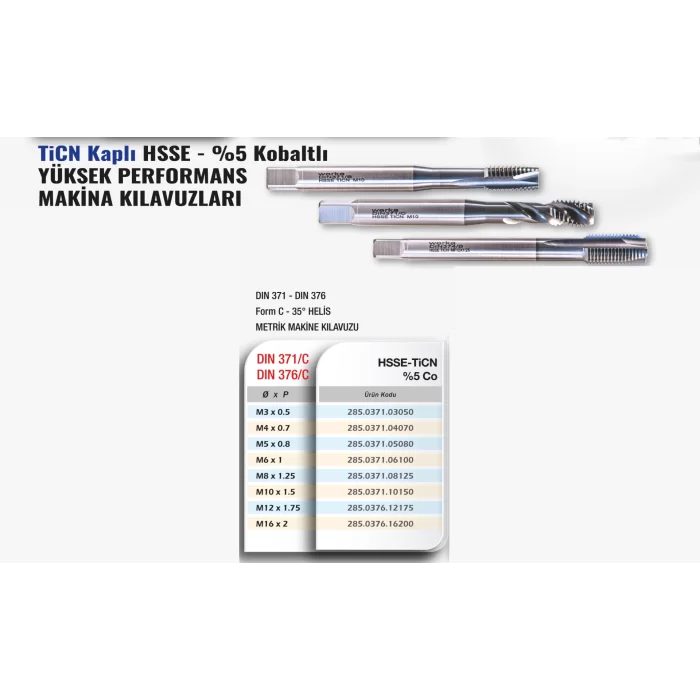 Werka DIN371/C-DIN376/C HSS%5CO TİCN Helis Makine Kılavuzu