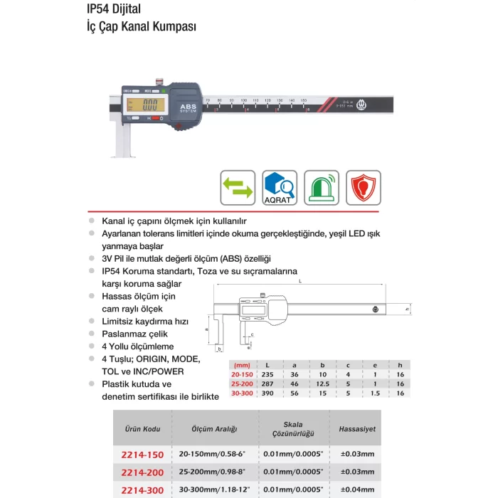 Werka IP54 Dijital İç Çap Kanal Kumpası