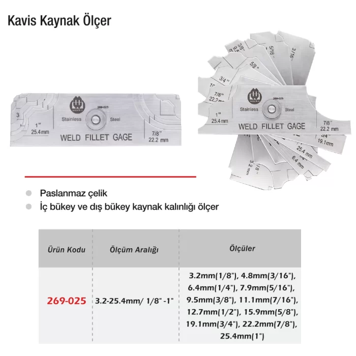 Werka Kavis Kaynak Ölçer 3.2-25.4mm