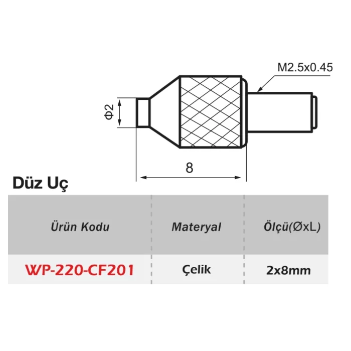 Çelik Düz Temas Ucu L8