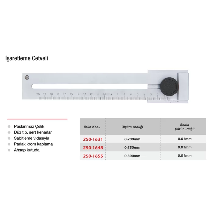 Werka Paslanmaz Çelik İşaretleme Cetveli