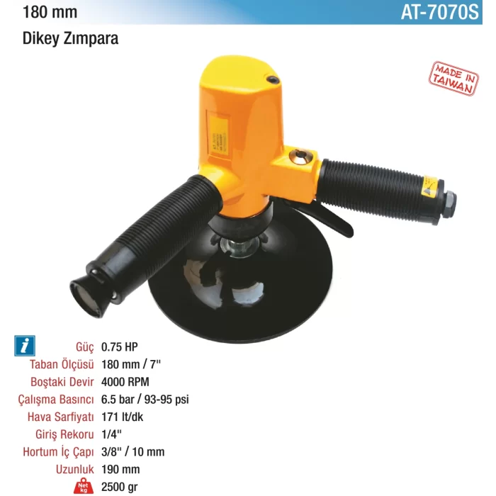 180 mm. 4000 RPM Havalı Dikey Zımpara