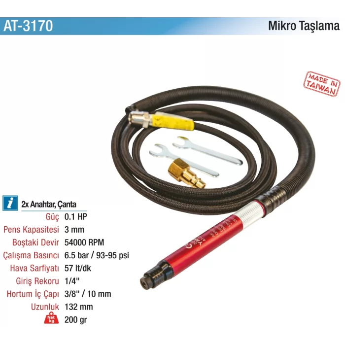 3 mm. 54000 RPM Havalı Mikro Taşlama