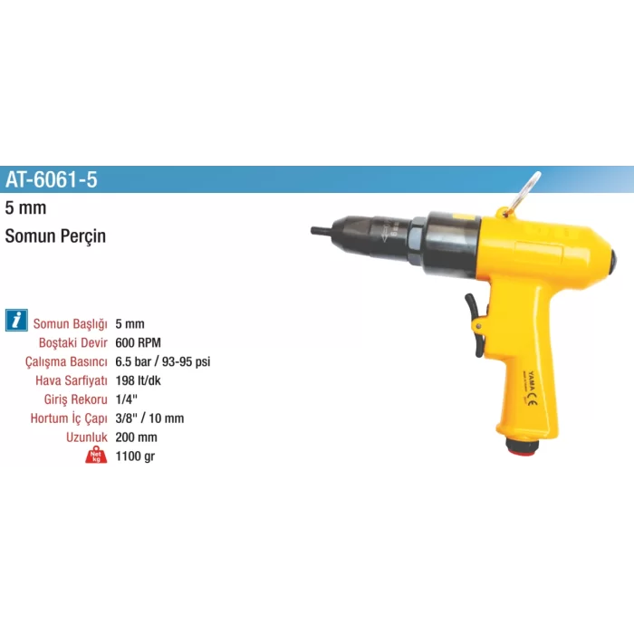 5 mm. Kabzalı Havalı Perçin Somun Tabancası