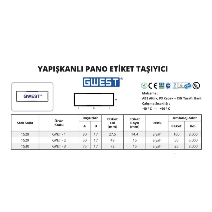 Yapışkanlı Pano Etiket Taşıyıcı