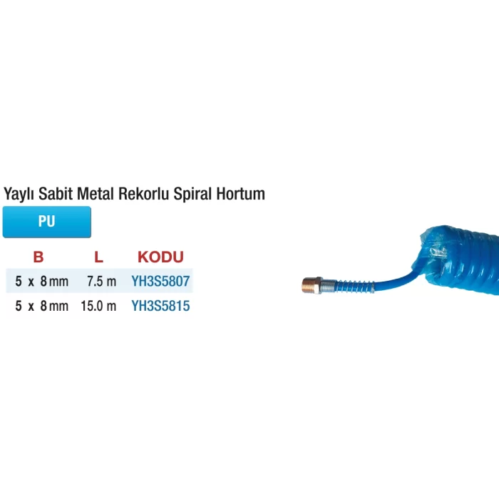 Yaylı Sabit Metal Rekorlu Spiral Hortum